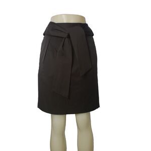 BANANA REPUBLIC Stretch Dark Brown Tulip Skirt with Sash Tie Waist Womens Size 8